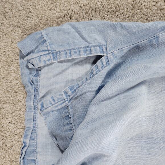 Cloth & Stone Chambray Shift Dress Womens M Blue Tencel Off Shoulder Lightweight - Picture 10 of 11